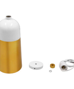 GLOBOSTAR® PALAZZO 01524 Μοντέρνο Κρεμαστό Φωτιστικό Οροφής με Ντουί 1 x E27 AC 220-240V IP20 - Λευκό & Χρυσό - Μ14 x Π14 x Υ34cm 19 01524 9