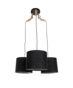 GloboStar® GLOBOSTAR® RAMSON 01525 Μοντέρνο Κρεμαστό Φωτιστικό Οροφής με Ντουί 3 x E27 AC 220-240V IP20 - Μαύρο & Μπεζ - Μ65 x Π65 x Υ20cm