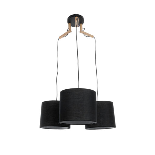 GloboStar® GLOBOSTAR® RAMSON 01525 Μοντέρνο Κρεμαστό Φωτιστικό Οροφής με Ντουί 3 x E27 AC 220-240V IP20 - Μαύρο & Μπεζ - Μ65 x Π65 x Υ20cm
