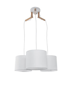 GloboStar® GLOBOSTAR® RAMSON 01526 Μοντέρνο Κρεμαστό Φωτιστικό Οροφής με Ντουί 3 x E27 AC 220-240V IP20 - Λευκό & Μπεζ - Μ65 x Π65 x Υ20cm