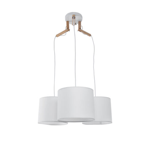 GloboStar® GLOBOSTAR® RAMSON 01526 Μοντέρνο Κρεμαστό Φωτιστικό Οροφής με Ντουί 3 x E27 AC 220-240V IP20 - Λευκό & Μπεζ - Μ65 x Π65 x Υ20cm