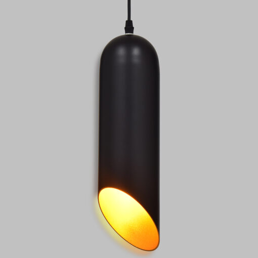 GloboStar® GLOBOSTAR® CARSON 01527 Μοντέρνο Κρεμαστό Φωτιστικό Οροφής με Ντουί 1 x E27 AC 220-240V IP20 - Μαύρο & Χρυσό - Μ10 x Π10 x Υ38cm