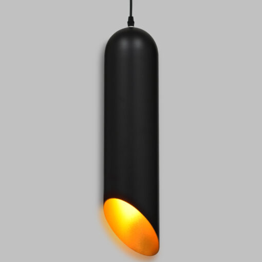 GloboStar® GLOBOSTAR® CARSON 01528 Μοντέρνο Κρεμαστό Φωτιστικό Οροφής με Ντουί 1 x E27 AC 220-240V IP20 - Μαύρο & Χρυσό - Μ12 x Π12 x Υ52cm