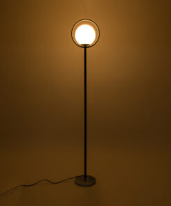 Alternative view of GloboStar® VERSAILLES 01540 Μοντέρνο Επιδαπέδιο Φωτιστικό Μονόφωτο 1 x E27 IP20 Μαύρο Μέταλλο, Λευκό Γυαλί με Γκρι Μάρμαρο - Μ25 x Π25 x Υ150cm