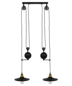 GloboStar® GLOBOSTAR® CARILO 01550 Vintage Κρεμαστό Φωτιστικό Οροφής με Ντουί 2 x E27 AC 220-240V IP20 - Μαύρο & Χρυσό - Μ72 x Π26 x Υ120cm