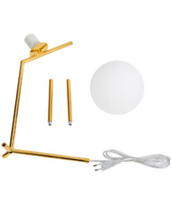 GLOBOSTAR® ELFIS 01551 Μοντέρνο Επιτραπέζιο Φωτιστικό Πορτατίφ με Ντουί 1 x E27 AC 220-240V IP20 - Χρυσό & Λευκό - Μ15 x Π15 x Υ53cm 19 01551 10