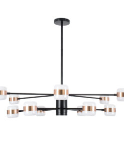 GloboStar® ORNATE 01553 Φωτιστικό Οροφής LED 104W lm 360° AC 220-240V IP20 Φυσικό Λευκό 4500k Μαύρο & Χάλκινο Μέταλλο με Λευκό Πλαστικό - Μ65 x Π65 x Υ70cm - 2 Xρόνια Εγγύηση 15 01553 4