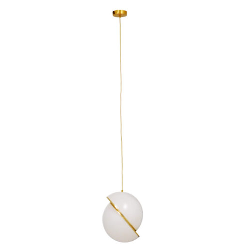 GloboStar® GLOBOSTAR® HUDSON 01555 Μοντέρνο Κρεμαστό Φωτιστικό Οροφής με Ντουί 1 x E27 AC 220-240V IP20 - Λευκό & Χρυσό - Μ30 x Π30 x Υ34cm