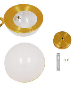 GLOBOSTAR® HUDSON 01555 Μοντέρνο Κρεμαστό Φωτιστικό Οροφής με Ντουί 1 x E27 AC 220-240V IP20 - Λευκό & Χρυσό - Μ30 x Π30 x Υ34cm 18 01555 9