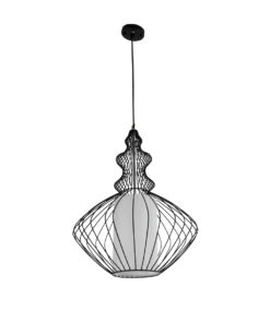 GLOBOSTAR® LILY 01558 Vintage Κρεμαστό Φωτιστικό Οροφής με Ντουί 1 x E27 AC 220-240V IP20 - Μαύρο & Λευκό - Μ43 x Π43 x Υ55cm 14 01558 4