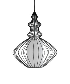 GLOBOSTAR® LILY 01558 Vintage Κρεμαστό Φωτιστικό Οροφής με Ντουί 1 x E27 AC 220-240V IP20 - Μαύρο & Λευκό - Μ43 x Π43 x Υ55cm 15 01558 5