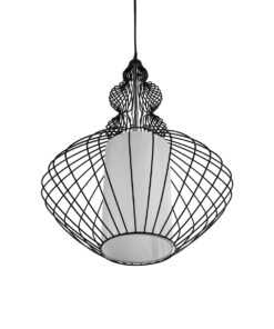GLOBOSTAR® LILY 01558 Vintage Κρεμαστό Φωτιστικό Οροφής με Ντουί 1 x E27 AC 220-240V IP20 - Μαύρο & Λευκό - Μ43 x Π43 x Υ55cm 16 01558 6