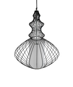 GLOBOSTAR® LILY 01558 Vintage Κρεμαστό Φωτιστικό Οροφής με Ντουί 1 x E27 AC 220-240V IP20 - Μαύρο & Λευκό - Μ43 x Π43 x Υ55cm 17 01558 7