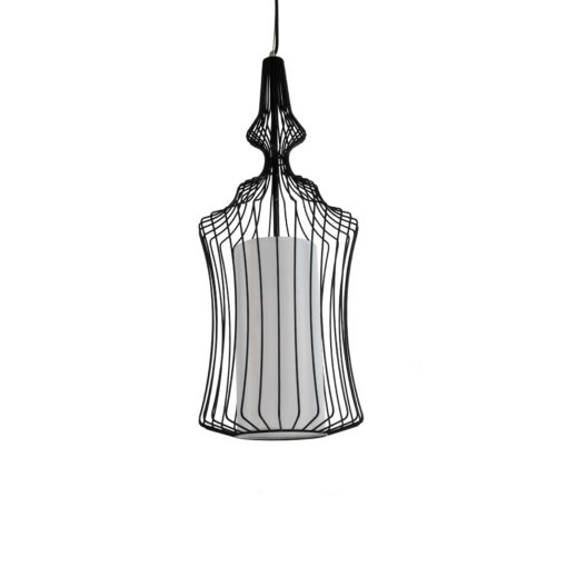 GloboStar® GLOBOSTAR® LILY 01559 Vintage Κρεμαστό Φωτιστικό Οροφής με Ντουί 1 x E27 AC 220-240V IP20 - Μαύρο & Λευκό - Μ25 x Π25 x Υ61cm