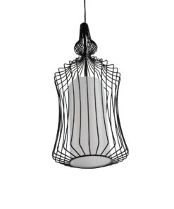 GLOBOSTAR® LILY 01559 Vintage Κρεμαστό Φωτιστικό Οροφής με Ντουί 1 x E27 AC 220-240V IP20 - Μαύρο & Λευκό - Μ25 x Π25 x Υ61cm 14 01559 5