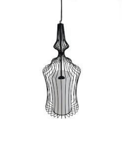 GLOBOSTAR® LILY 01559 Vintage Κρεμαστό Φωτιστικό Οροφής με Ντουί 1 x E27 AC 220-240V IP20 - Μαύρο & Λευκό - Μ25 x Π25 x Υ61cm 15 01559 6