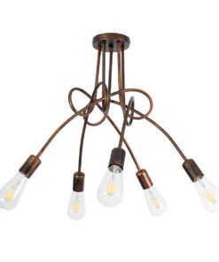 GloboStar® GloboStar® PAULELI 01564 Μοντέρνο Φωτιστικό Οροφής Πλέγμα Πολύφωτο 5 x E27 IP20 Χάλκινο Μέταλλο - Μ80 x Π80 x Υ40cm