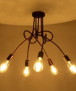 Alternative view of GloboStar® PAULELI 01564 Μοντέρνο Φωτιστικό Οροφής Πλέγμα Πολύφωτο 5 x E27 IP20 Χάλκινο Μέταλλο - Μ80 x Π80 x Υ40cm