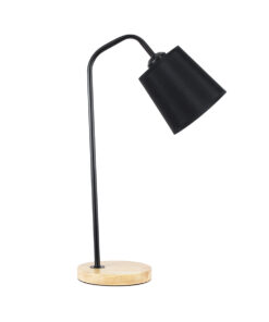 GloboStar® BARNABY 01573 Μοντέρνο Επιτραπέζιο Φωτιστικό Πορτατίφ Μονόφωτο 1 x E27 IP20 Μαύρο Μέταλλο, Μπεζ Ξύλο με Μαύρο Ύφασμα - Μ15 x Π33 x Υ48cm 11 01573 4