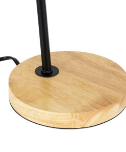 GloboStar® BARNABY 01573 Μοντέρνο Επιτραπέζιο Φωτιστικό Πορτατίφ Μονόφωτο 1 x E27 IP20 Μαύρο Μέταλλο, Μπεζ Ξύλο με Μαύρο Ύφασμα - Μ15 x Π33 x Υ48cm 14 01573 7