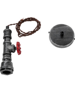 GLOBOSTAR® SPIGOT 01583 Vintage Κρεμαστό Φωτιστικό Οροφής με Ντουί 1 x E27 AC 220-240V IP20 - Ασημί & Κόκκινο - Μ5 x Π5 x Y20cm 23 01583 12