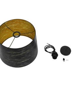 GLOBOSTAR® ACCADEMIA 01584 Μοντέρνο Κρεμαστό Φωτιστικό Οροφής με Ντουί 1 x E27 AC 220-240V IP20 - Μαύρο & Χρυσό - Μ35 x Π35 x Y25cm 19 01584 10