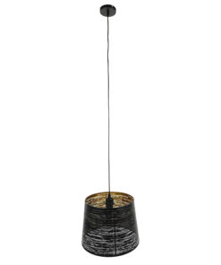 GloboStar® GLOBOSTAR® ACCADEMIA 01584 Μοντέρνο Κρεμαστό Φωτιστικό Οροφής με Ντουί 1 x E27 AC 220-240V IP20 - Μαύρο & Χρυσό - Μ35 x Π35 x Y25cm