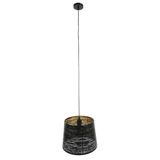 GloboStar® GLOBOSTAR® ACCADEMIA 01584 Μοντέρνο Κρεμαστό Φωτιστικό Οροφής με Ντουί 1 x E27 AC 220-240V IP20 - Μαύρο & Χρυσό - Μ35 x Π35 x Y25cm