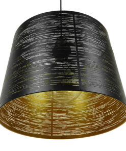 GLOBOSTAR® ACCADEMIA 01584 Μοντέρνο Κρεμαστό Φωτιστικό Οροφής με Ντουί 1 x E27 AC 220-240V IP20 - Μαύρο & Χρυσό - Μ35 x Π35 x Y25cm 16 01584 7