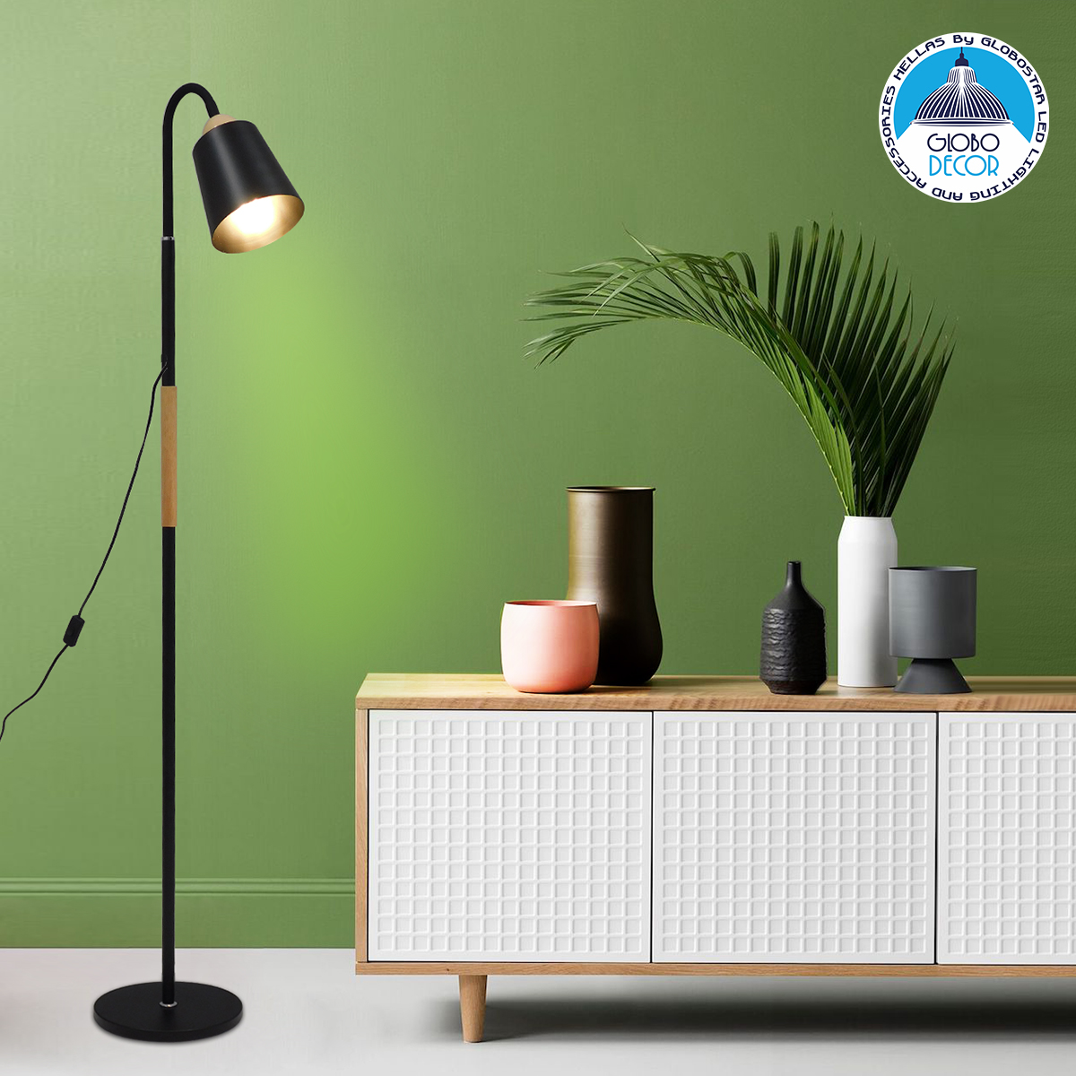 GLOBOSTAR® RIBBON 01585 Μοντέρνο Επιδαπέδιο Φωτιστικό με Ντουί 1 x E27 AC 220-240V IP20 - Μαύρο & Μπεζ - Μ13 x Π13 x Υ164cm 4 GLOBOSTAR® RIBBON 01585 Μοντέρνο Επιδαπέδιο Φωτιστικό με Ντουί 1 x E27 AC 220-240V IP20 - Μαύρο & Μπεζ - Μ13 x Π13 x Υ164cm - Image 2