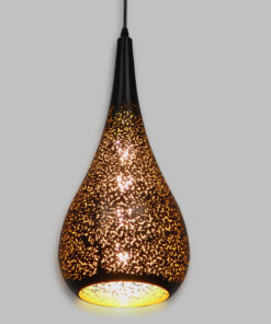 GloboStar® GLOBOSTAR® JANIS 01589 Μοντέρνο Κρεμαστό Φωτιστικό Οροφής με Ντουί 1 x E27 AC 220-240V IP20 - Μαύρο & Χρυσό - Μ20 x Π20 x Υ46cm