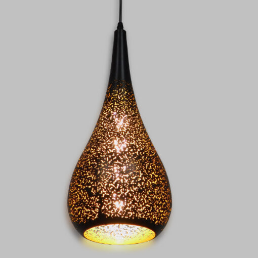 GloboStar® GLOBOSTAR® JANIS 01589 Μοντέρνο Κρεμαστό Φωτιστικό Οροφής με Ντουί 1 x E27 AC 220-240V IP20 - Μαύρο & Χρυσό - Μ20 x Π20 x Υ46cm