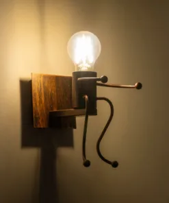 Alternative view of GloboStar® LITTLE MAN 01592 Μοντέρνο Επιτοίχιο Φωτιστικό Απλίκα Μονόφωτο 1 x E27 IP20 Χάλκινο Μέταλλο - Μ12 x Π19 x Υ17cm