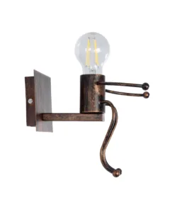 GloboStar® LITTLE MAN 01592 Μοντέρνο Επιτοίχιο Φωτιστικό Απλίκα Μονόφωτο 1 x E27 IP20 Χάλκινο Μέταλλο - Μ12 x Π19 x Υ17cm 10 01592 3