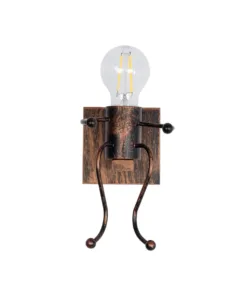 GloboStar® LITTLE MAN 01592 Μοντέρνο Επιτοίχιο Φωτιστικό Απλίκα Μονόφωτο 1 x E27 IP20 Χάλκινο Μέταλλο - Μ12 x Π19 x Υ17cm 11 01592 4