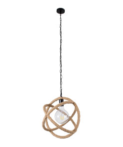 GLOBOSTAR® BALANCE 01596 Vintage Κρεμαστό Φωτιστικό Οροφής με Ντουί 1 x E27 AC 220-240V IP20 - Μαύρο & Μπεζ - Μ35 x Π35 x Υ36cm 14 01596 3