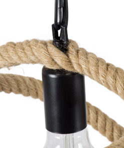 GLOBOSTAR® BALANCE 01596 Vintage Κρεμαστό Φωτιστικό Οροφής με Ντουί 1 x E27 AC 220-240V IP20 - Μαύρο & Μπεζ - Μ35 x Π35 x Υ36cm 19 01596 8