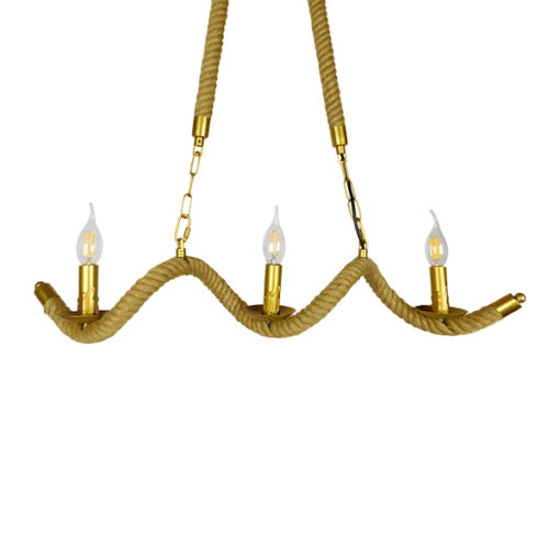 GloboStar® GLOBOSTAR® LUXOR 01598 Vintage Κρεμαστό Φωτιστικό Οροφής με Ντουί 3 x E14 AC 220-240V IP20 - Χρυσό & Μπεζ - Μ75 x Π13 x Y18cm