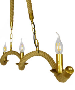 Alternative view of GLOBOSTAR® LUXOR 01598 Vintage Κρεμαστό Φωτιστικό Οροφής με Ντουί 3 x E14 AC 220-240V IP20 - Χρυσό & Μπεζ - Μ75 x Π13 x Y18cm