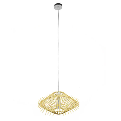 GloboStar® GLOBOSTAR® SASSO 01601 Boho Κρεμαστό Φωτιστικό Οροφής με Ντουί 1 x E27 AC 220-240V IP20 - Μπεζ - Μ50 x Π50 x Y23cm