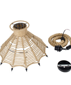 GLOBOSTAR® OZERO 01603 Boho Κρεμαστό Φωτιστικό Οροφής με Ντουί 1 x E27 AC 220-240V IP20 - Μπεζ & Μαύρο - Μ41 x Π41 x Y28cm 21 01603 10