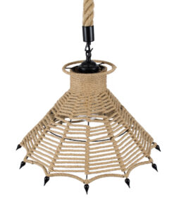 GLOBOSTAR® OZERO 01603 Boho Κρεμαστό Φωτιστικό Οροφής με Ντουί 1 x E27 AC 220-240V IP20 - Μπεζ & Μαύρο - Μ41 x Π41 x Y28cm 17 01603 6