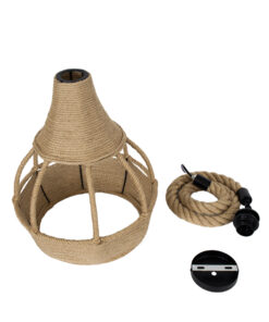 GLOBOSTAR® KUBRIC 01605 Boho Κρεμαστό Φωτιστικό Οροφής με Ντουί 1 x E27 AC 220-240V IP20 - Μπεζ - Μ30 x Π30 x Y40cm 21 01605 10