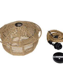 GLOBOSTAR® SPIRIT 01607 Boho Κρεμαστό Φωτιστικό Οροφής με Ντουί 1 x E27 AC 220-240V IP20 - Μπεζ - Μ35 x Π35 x Y30cm 21 01607 10