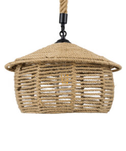 GLOBOSTAR® SPIRIT 01607 Boho Κρεμαστό Φωτιστικό Οροφής με Ντουί 1 x E27 AC 220-240V IP20 - Μπεζ - Μ35 x Π35 x Y30cm 15 01607 4