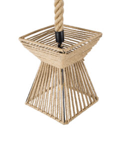 GLOBOSTAR® ROUGE 01611 Boho Κρεμαστό Φωτιστικό Οροφής με Ντουί 1 x E27 AC 220-240V IP20 - Μπεζ - Μ21 x Π21 x Y27cm 18 01611 6