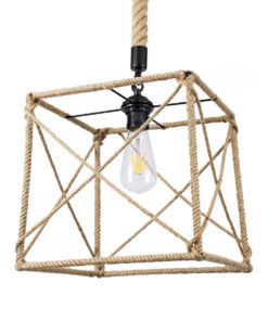 GloboStar® GLOBOSTAR® POLISHED 01616 Vintage Κρεμαστό Φωτιστικό Οροφής με Ντουί 1 x E27 AC 220-240V IP20 - Μαύρο & Μπεζ - Μ30 x Π30 x Υ30cm