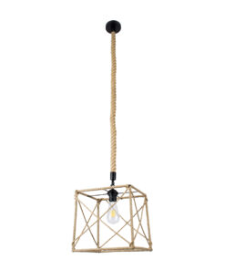 GLOBOSTAR® POLISHED 01616 Vintage Κρεμαστό Φωτιστικό Οροφής με Ντουί 1 x E27 AC 220-240V IP20 - Μαύρο & Μπεζ - Μ30 x Π30 x Υ30cm 14 01616 3