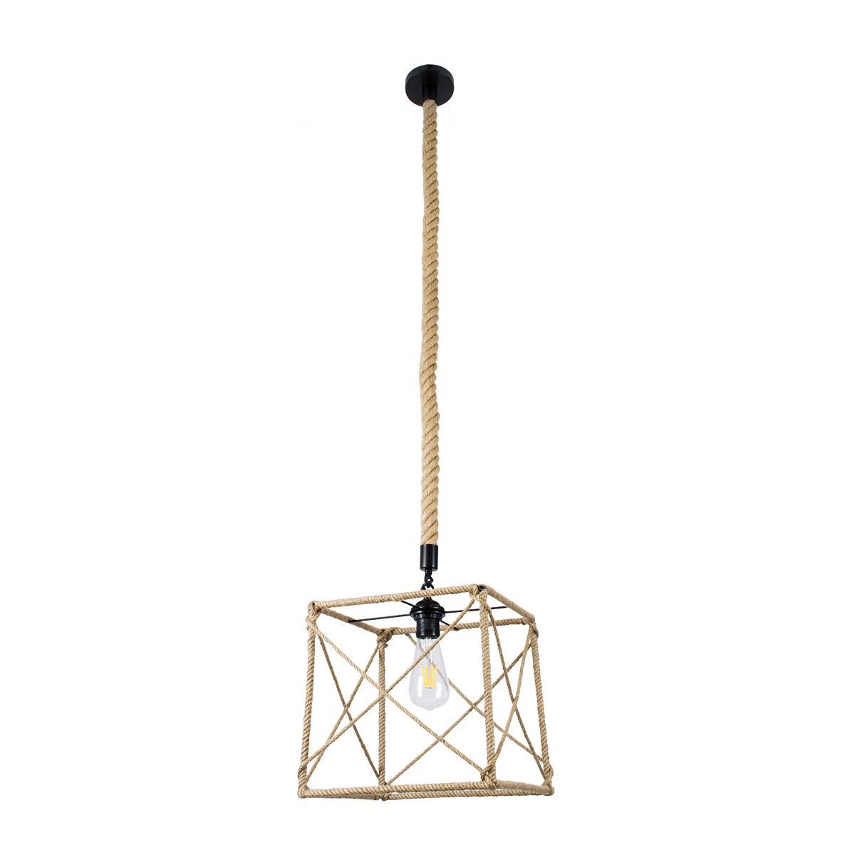 GLOBOSTAR® POLISHED 01616 Vintage Κρεμαστό Φωτιστικό Οροφής με Ντουί 1 x E27 AC 220-240V IP20 - Μαύρο & Μπεζ - Μ30 x Π30 x Υ30cm 5 GLOBOSTAR® POLISHED 01616 Vintage Κρεμαστό Φωτιστικό Οροφής με Ντουί 1 x E27 AC 220-240V IP20 - Μαύρο & Μπεζ - Μ30 x Π30 x Υ30cm - Image 3