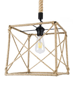 GLOBOSTAR® POLISHED 01616 Vintage Κρεμαστό Φωτιστικό Οροφής με Ντουί 1 x E27 AC 220-240V IP20 - Μαύρο & Μπεζ - Μ30 x Π30 x Υ30cm 15 01616 4